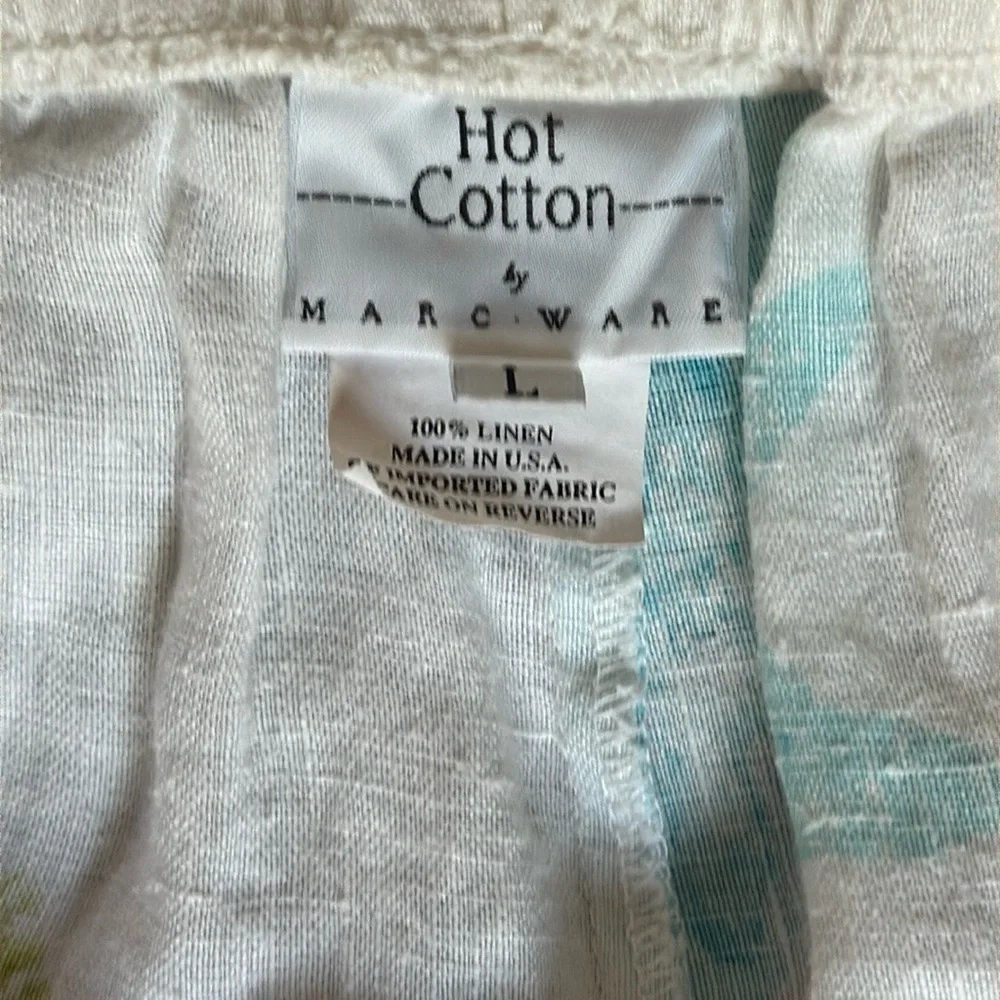 Hot Cotton by Marc Ware 100% linen pastel floral elastic waist pants. Large. - Picture 4 of 6